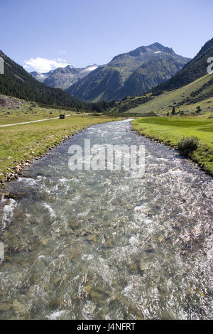 L'Austria, paese di Salisburgo, Krimmler Achental, Krimmler Ache, del Pinzgau, paesaggio di montagna, montagne, Brook, Fiume del ruscello di montagna, natura, paesaggi, la solitudine, la clausura, idillio, Hochgebirge, Foto Stock