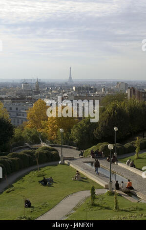 Francia, Parigi, Belleville park, città panoramica, Foto Stock