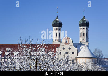 In Germania, in Baviera, a Benediktbeuern, chiostro di Benediktbeuern, inverno, Foto Stock