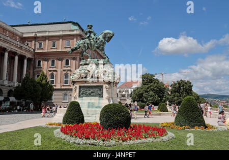 Statua del Principe Eugenio di Savoia, il Castello di Buda, Budapest, Ungheria. Foto Stock