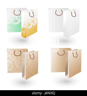 Carta Sacchetti regalo per il branding con diversi design. Illustrazione Vettoriale