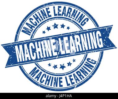 Machine Learning round grunge timbro a nastro Illustrazione Vettoriale