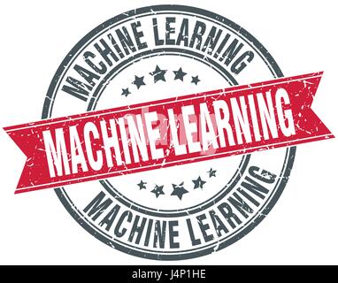Machine Learning round grunge timbro a nastro Illustrazione Vettoriale