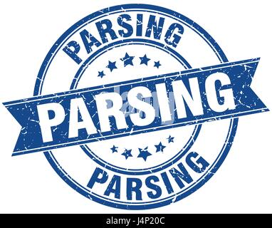 L'analisi di round grunge timbro a nastro Illustrazione Vettoriale