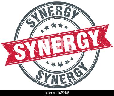 Sinergia round grunge timbro a nastro Illustrazione Vettoriale