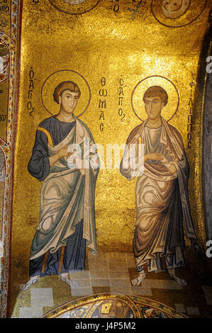 L'Italia, Isola di Palermo, la chiesa della Martorana, interior shot, mosaico, dettaglio Foto Stock