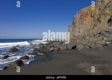 Spagna, Canarie, isola di La Gomera, La Puntilla, vulcano spiaggia sabbiosa, Foto Stock