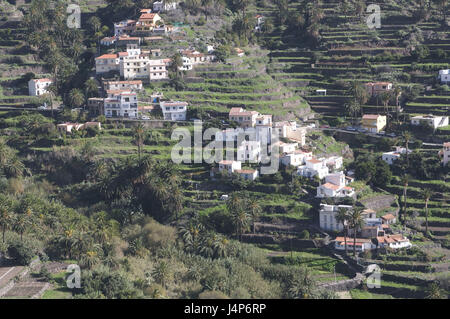 Spagna, Canarie, isola di La Gomera, Valle Gran Rey, villaggio di montagna, Foto Stock