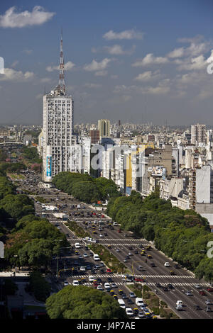 Argentina, Buenos Aires, vista città, Avenida 9 de Julio, Foto Stock