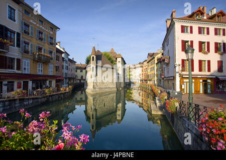 Francia, Annecy, Old Town, River, case, Foto Stock