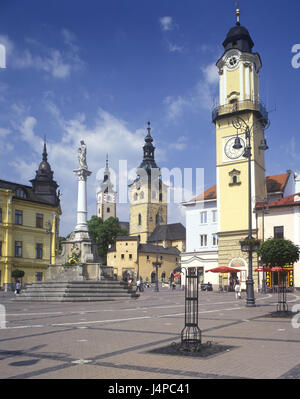 La Slovacchia, Banska Bystrica, Centro Storico, Centro citta', chiesa, Town Square, Foto Stock