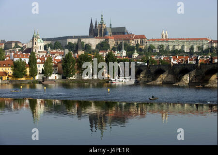 Repubblica ceca, Cechia, Praga, Karl's bridge, Moldavia, il castello di Praga, Foto Stock