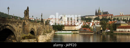 Repubblica ceca, Cechia, Praga, Karl's bridge, Moldavia, il castello di Praga, Foto Stock