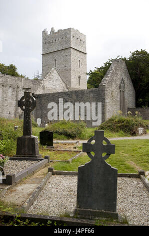 Irlanda, Munster, nella contea di Kerry, parco nazionale di Killarney, Muckross Abbey, Foto Stock
