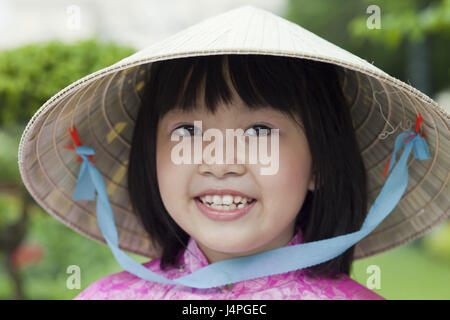 Il Vietnam, Ho Chi Minh Stadt, tradizionale costume vietnamita, ragazza, ritratto, modello rilasciato, Foto Stock