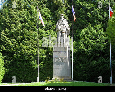 Marechal Foch statua, radura dell'Armistizio, radura di Rethondes, armistizio del 11 novembre 1918, Foresta di Compiegne, Oise, Picardia, Hauts-de-France Foto Stock