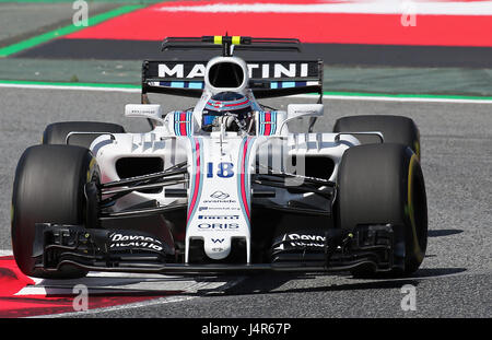 El Williams lancia passeggiare durante la sessione di qualifica per la spagnolo di FORMULA ONE Grand Prix al Barcellona Catalunya pista di Montmelo, Spagna, Sabato 13 Maggio, 2017. Foto Stock