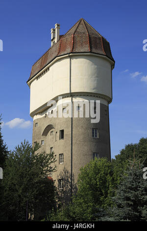 Germania, Duisburg, dissenteria area, Renania settentrionale-Vestfalia, Duisburg-Rheinhausen, Duisburg-Rheinhausen-Friemersheim, riserva naturale di Reno prato home Friemers, torre di acqua nella stazione di insediamento, Foto Stock