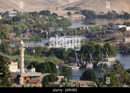 Scenario del Nilo, Aswan, Egitto, Foto Stock