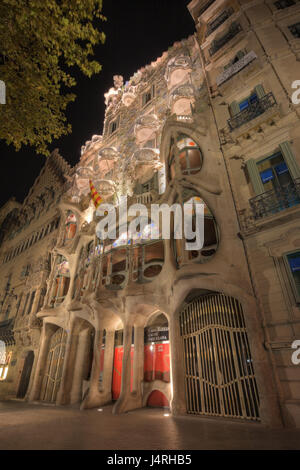 Casa Batllo, facciata, architetto Antoni Gaudì Barcellona Cataluña Foto Stock