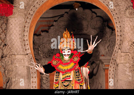 Indonesia, Bali, isola, Ulu Watu, tempio, cultura, architettura, sera, danza, maschera, Foto Stock