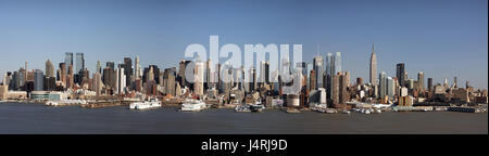 Gli Stati Uniti, New York City, panorama, Midtown Manhattan, skyline, Fiume Hudson, Foto Stock