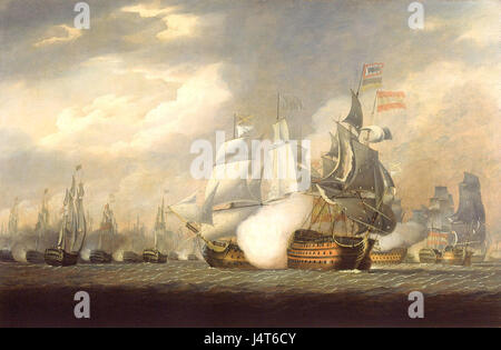 La vittoria a rastrellare la spagnola Salvador del Mundo alla Battaglia di Capo San Vincenzo, 14 Febbraio 1797 Foto Stock