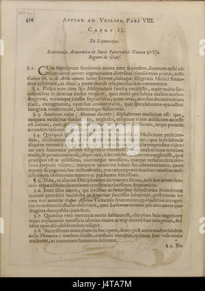 Il "Vesling Syntagma Anatomicum" è un importante lavoro anatomico di Vesling, che contribuisce al campo dell'anatomia umana. Il libro fornisce descrizioni dettagliate del corpo umano, comprese le dissezioni e le illustrazioni che hanno influenzato gli studi medici nel XVII secolo. Foto Stock