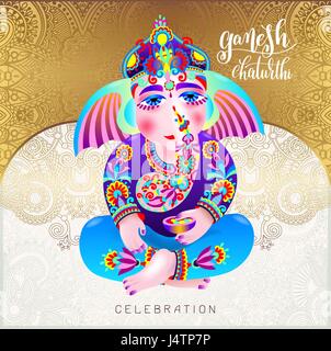 Ganesh chaturthi bellissimo biglietto di auguri o poster Illustrazione Vettoriale