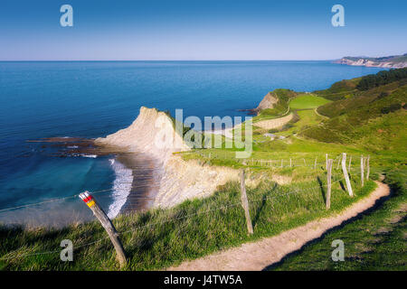 Costa di Zumaia in Gipuzkoa Foto Stock