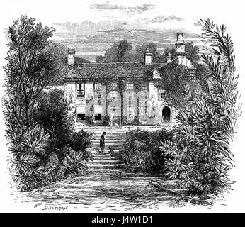 Rydal Mount era la casa del poeta inglese William Wordsworth, situato nel Lake District, in Inghilterra. Questa casa è nota per essere il luogo in cui Wordsworth visse per gran parte della sua vita successiva e compose molte delle sue famose opere. Foto Stock