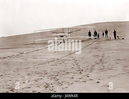 Fratelli Wright 1903 Macchina volante sulla pista di lancio Foto Stock