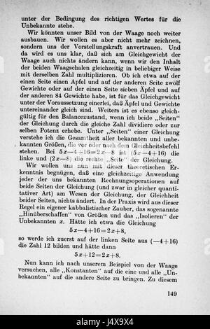 Questo lavoro tedesco, intitolato "Vom Einmaleins zum Integral" (dalla tabella di moltiplicazione all'integrale), è un testo matematico che esplora vari concetti matematici, che spaziano dall'aritmetica di base al calcolo avanzato. Foto Stock