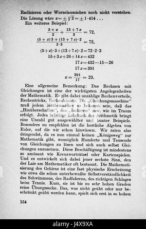 Una sezione del libro 'Vom Einmaleins zum Integral' (dalla tabella di moltiplicazione all'integrale), che tratta concetti matematici dall'aritmetica di base al calcolo integrale. Foto Stock