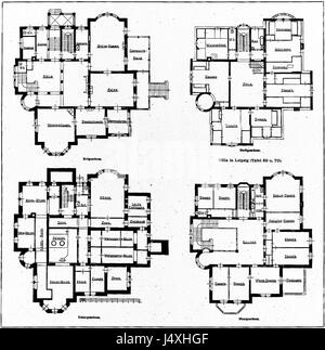 Villa a Lipsia, Robert Schumann Str. 9, Architekt Pietro Dybwad, Lipsia, Tafel 69 und 70 Grundriss Foto Stock