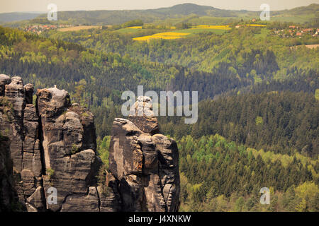 Vista panorama in Svizzera Sassone National Park, Germania Foto Stock