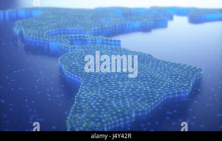 3D'illustrazione. Immagine concettuale, mappa delle Americhe. Foto Stock