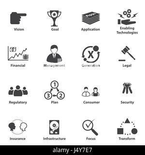 Grande icona dei dati impostati, Business Pianificazione strategica dell'IT Illustrazione Vettoriale