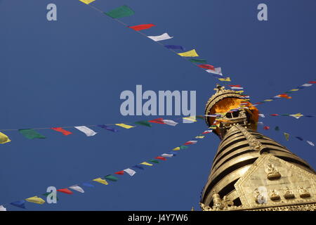 La guglia di Swayambhu tempio di Kathmandu, Nepal Foto Stock