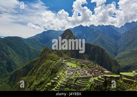 Verdi terrazze in Perù Machu Picchu antica città. Machu Picchud rone view Foto Stock