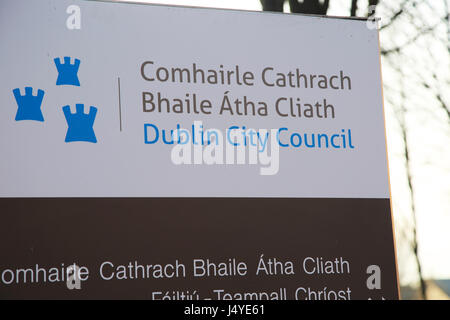 Consiglio municipale di Dublino Civic Offices segno, Dublino, Irlanda, Repubblica di Irlanda Foto Stock