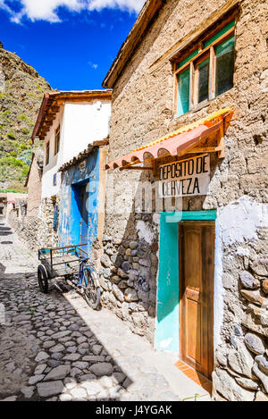 Ollantaytambo, Perù - Città e un Inca sito archeologico nel sud del Perù, Sud America. Foto Stock
