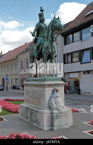 St Stephens statua (Szent István szobra), Bastione del Pescatore nel quartiere del Castello di Budapest, Ungheria. Foto Stock