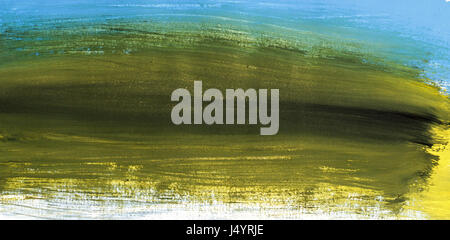 Blu Verde sfondo astratto dipinto con gouache. Elemento di design. La creatività dei bambini. Pittura espressiva con vernici. Foto Stock