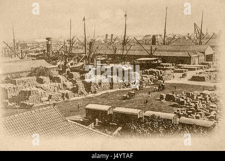 Vintage 1900s vecchia foto di victoria dock mumbai Maharashtra, India, Asia Foto Stock