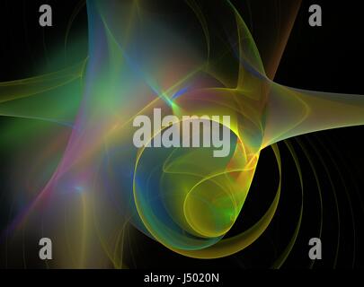 3D rendering con colorati abstract frattale con linee curve e le onde del caos Foto Stock