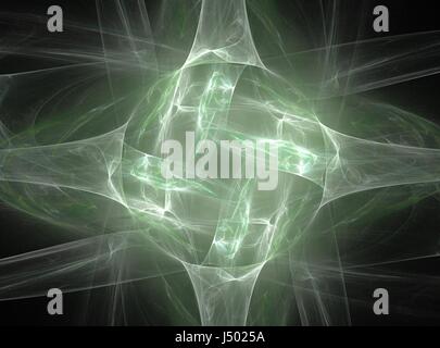 3D rendering con verde abstract fractal sferica in croce Foto Stock