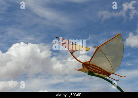 Pterodactyl metallo scultura in Drumheller, Alberta Foto Stock