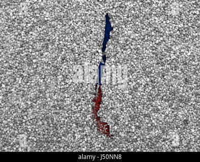 Mappa e Bandiera del Cile su di semi di papavero Foto Stock