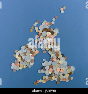 Inghilterra, Scozia, Galles e Irlanda del Nord e Repubblica di Irlanda nelle varie monete Foto Stock